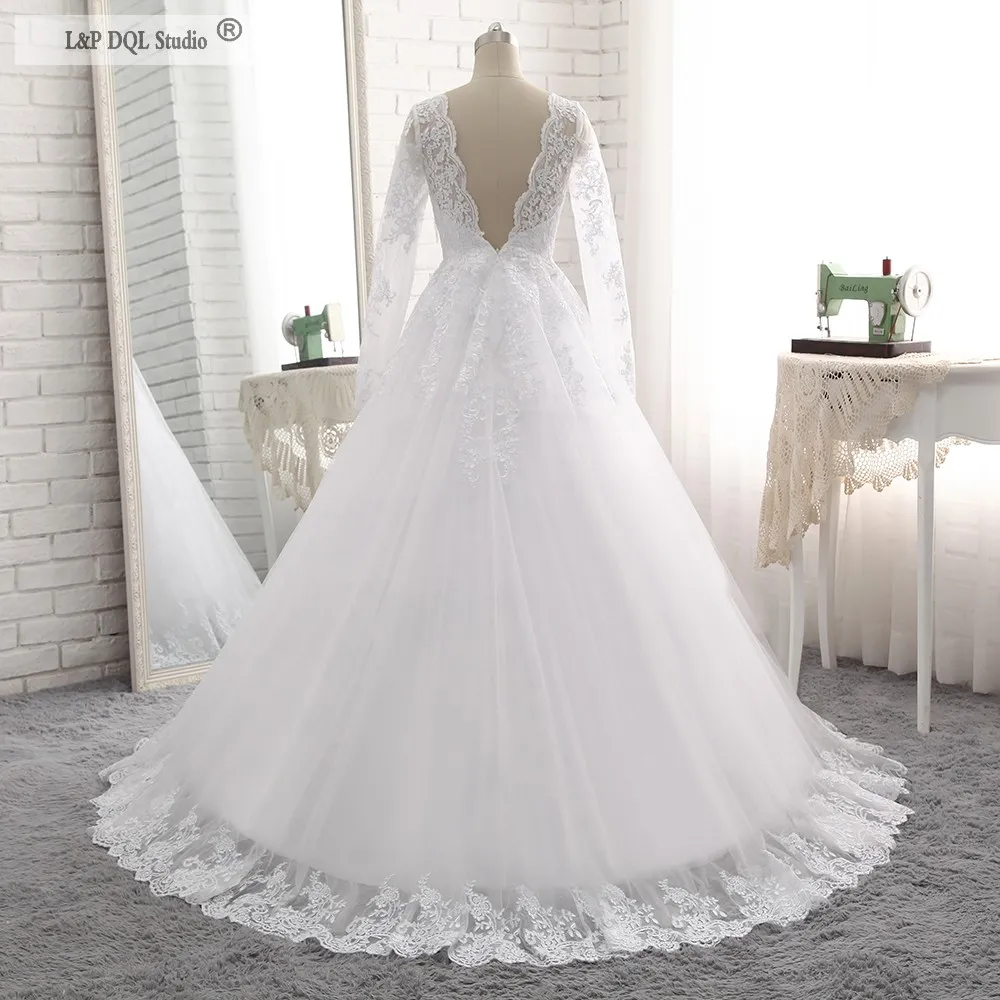 Pregnant Wedding Dresses Lace Long Sleeves Lace Ball Gown Wedding Dresses Sweep train Bridal Gowns Lace Applique vestido de novia Plus Size