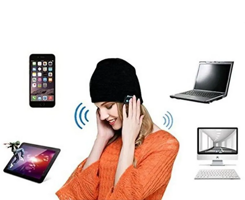 Fashion Women Men Beanie Hat Cap Wireless Bluetooth Earphone Headset Speaker Mic Winter Sport Stereo Music Hats TO317