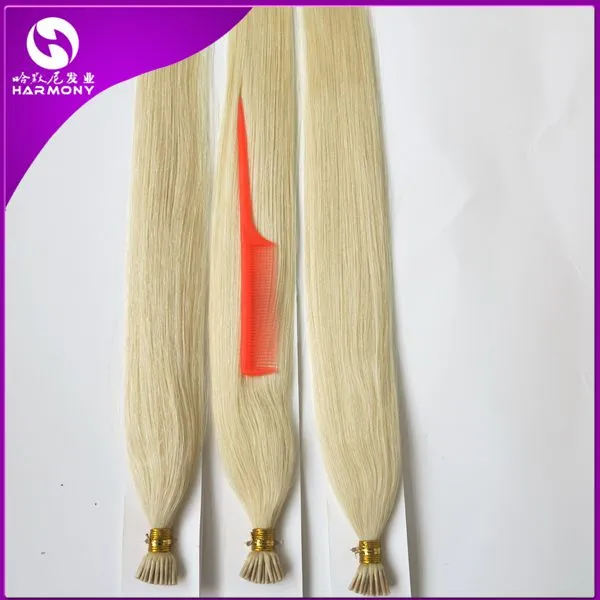 Indian Pre-Bonded I Tip Hair Extensions Straight Stick Keratin Human Hair Extentions 50g1g/strand Blonde #60
