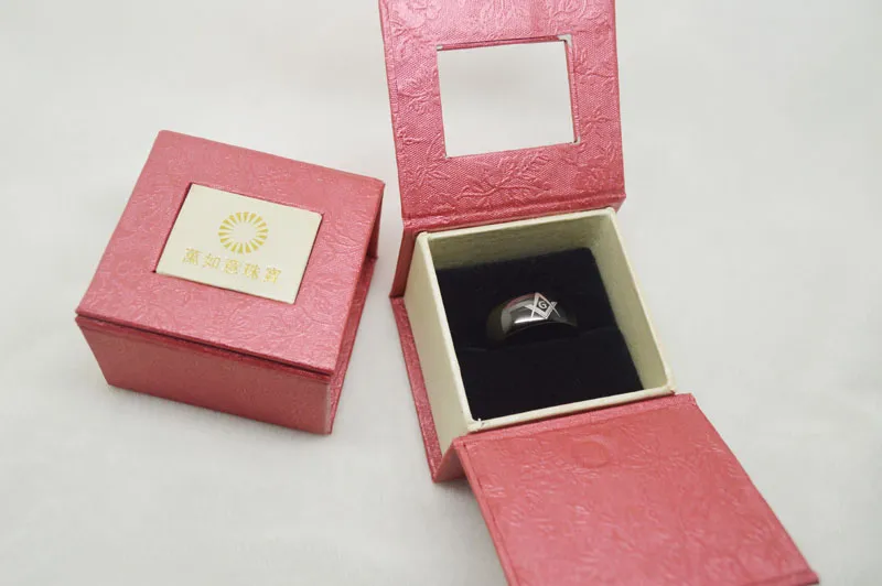 Anel de tungstênio maçônico preto banhado alta polido anéis de tungstênio weddding anel, anéis de noivado