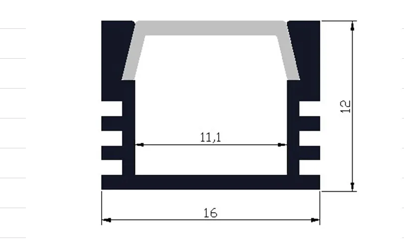 2000mmX16mmX12mm 2M PCS LED Aluminum Extrusion LED Aluminum Profile For 5050 5630 LED Strip Lights304C