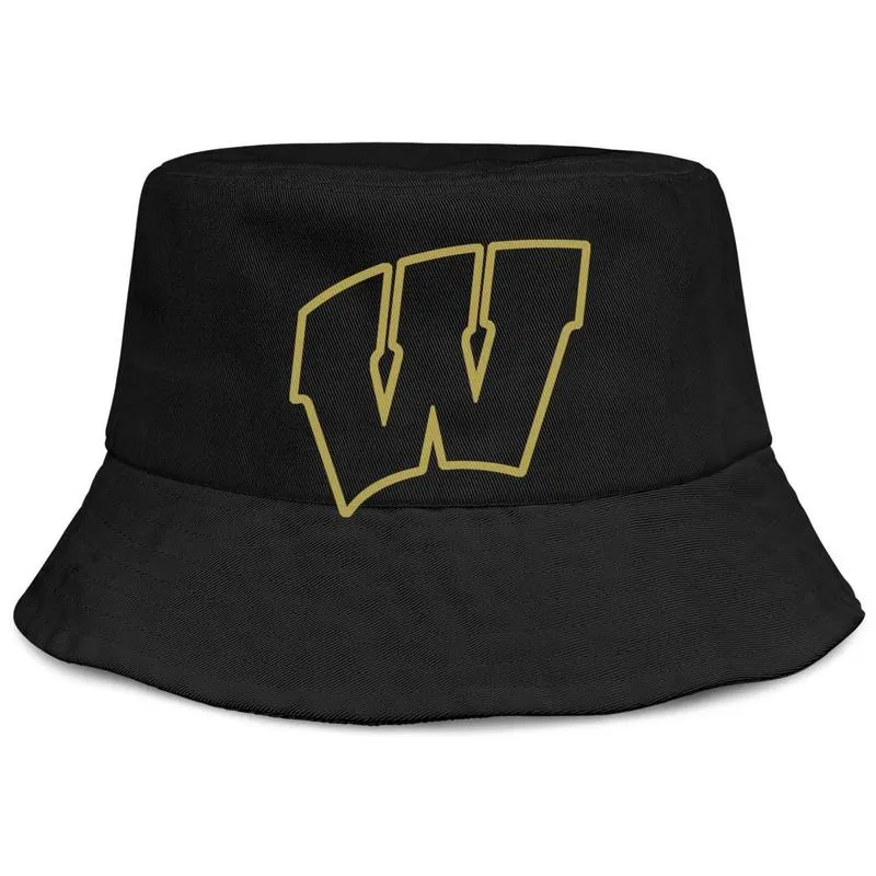 Wisconsin Badgers Football Logo Herren- und Damen-Eimerhut, coole, schlichte Eimer-Baseballkappe, Gold Mesh206o