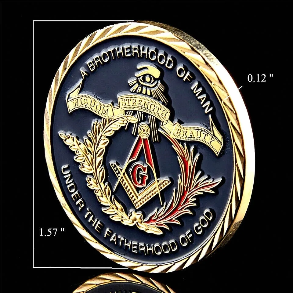 Souvenir Coin Brotherhood European Masonic Masonry Craft 1oz Gold plaqué Collectible Token Physical WPCCB Box9806047