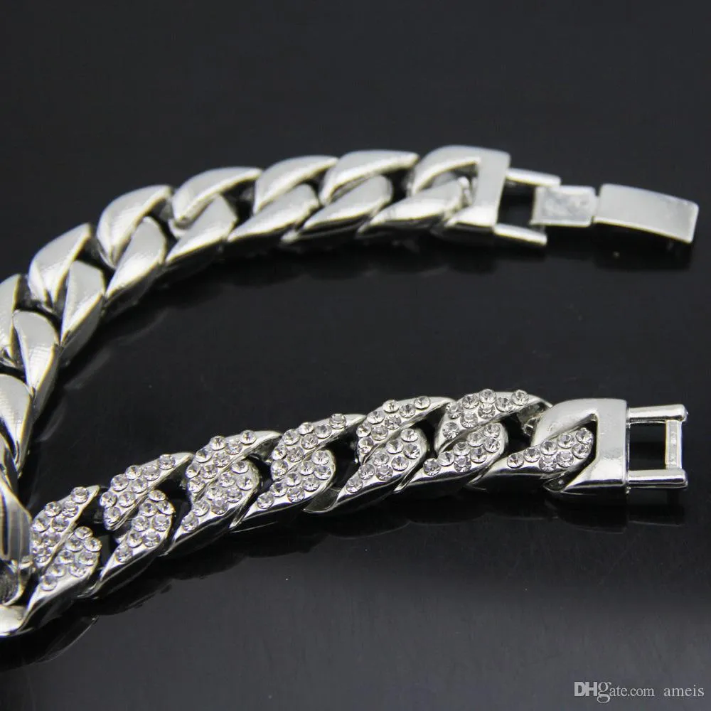 Chaînes glacées Bracelet pour hommes bracelet de tennis avec diamant glacé chaînes à maillons cubains hip hop bling chaînes bijoux hommes 3060275f