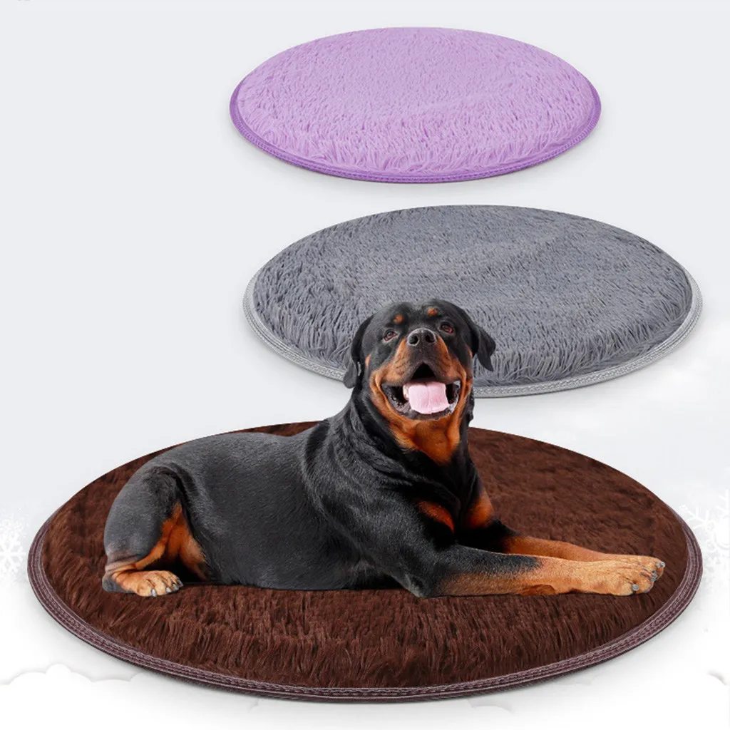 Coussin de lit pour chien, chiot, chat, niche, tapis en molleton de corail, couverture chaude et douce, lit rond pour chiens de grande taille, lavable 288z