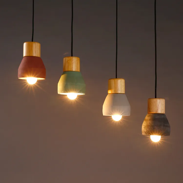 Lampy wiszące loft Lampy przemysłowe żyrandole LED Lekkie cement drewniany sztuka mnóstwo pułap żyrandol 209n