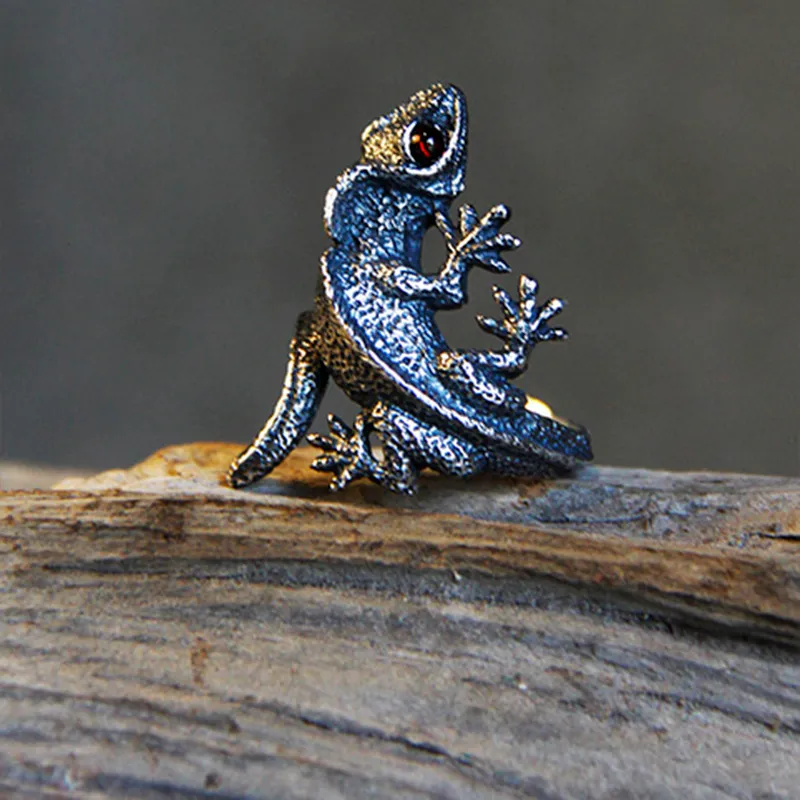 調整可能なトカゲリングカブライトGecko Chameleon Anole JewelryサイズギフトアイデアShip221o