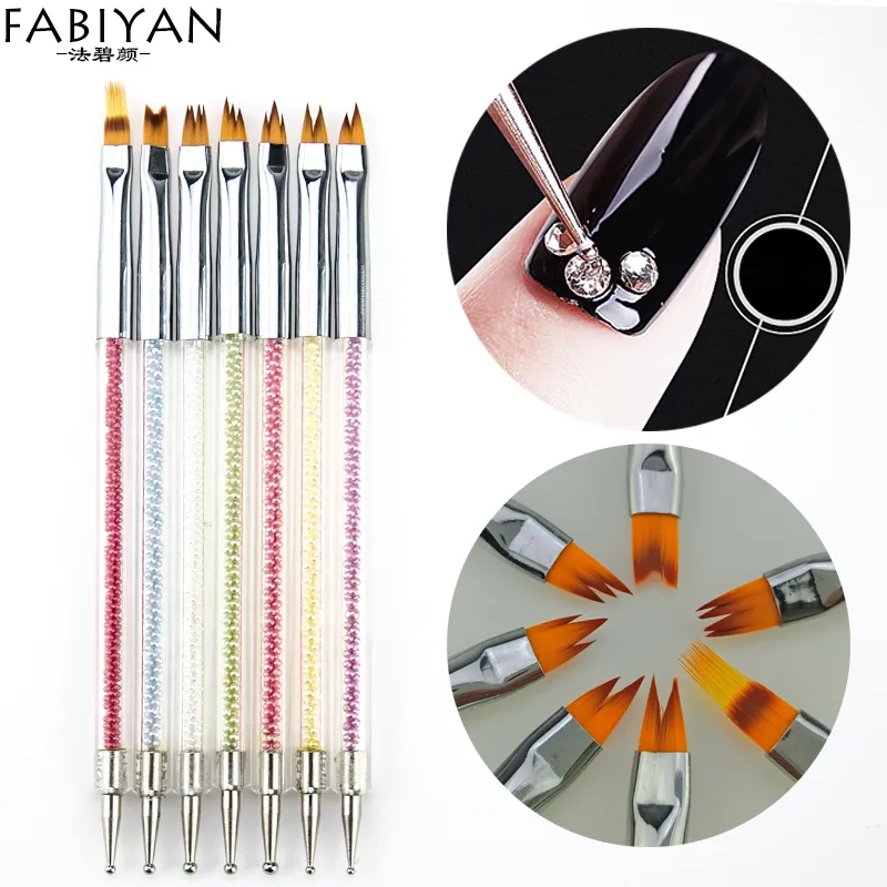 Double Head French Nail Art Brush Dotting Pen Beads Dot Flowers Painting Drawing Gradient Petal Serrated Tools Manicure