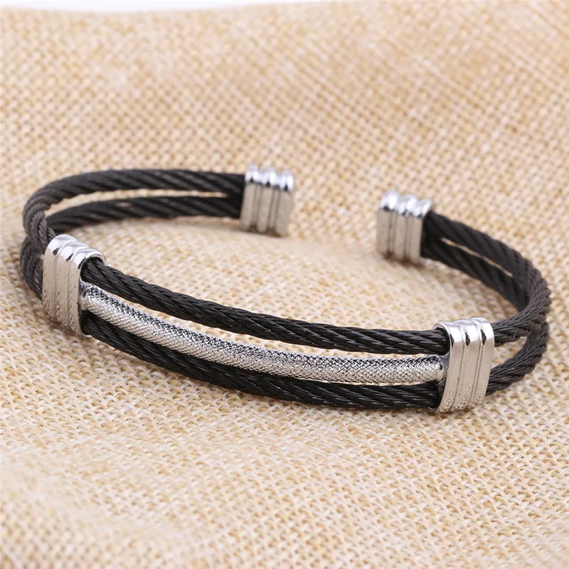 Modyle new arrival spring wire line colorful titanium steel bracelet stretch Stainless steel Cable Bangles for women270c