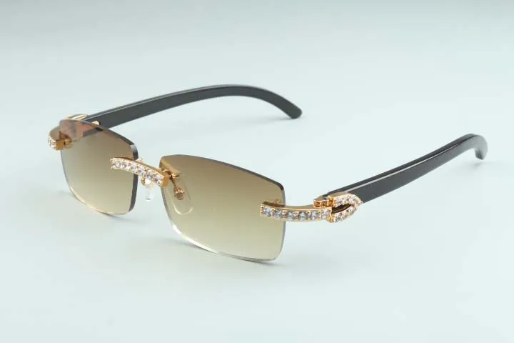 20 Natural Black Horn Mirror Lens 3524012 -B6 Luxury XL Diamond Solglasögon Size 56-18-140mm Glasses239L