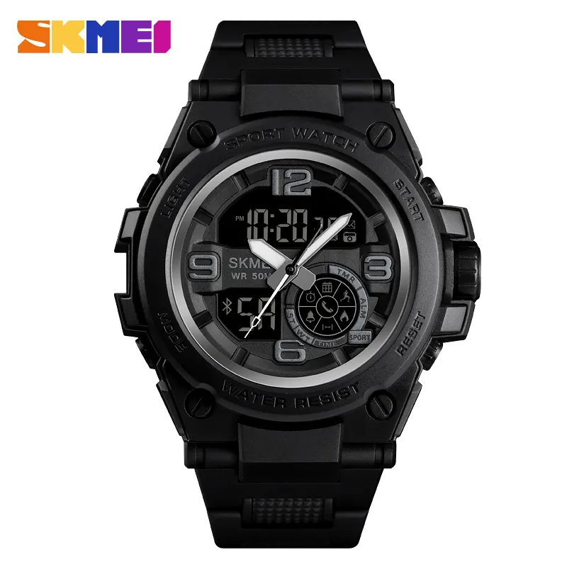 Skmei Smart Sport Watch Men Bluetooth Multifunktion Digitalklockor 5bar vattentäta män Smart Dual Display Watch Reloj 1517284Q