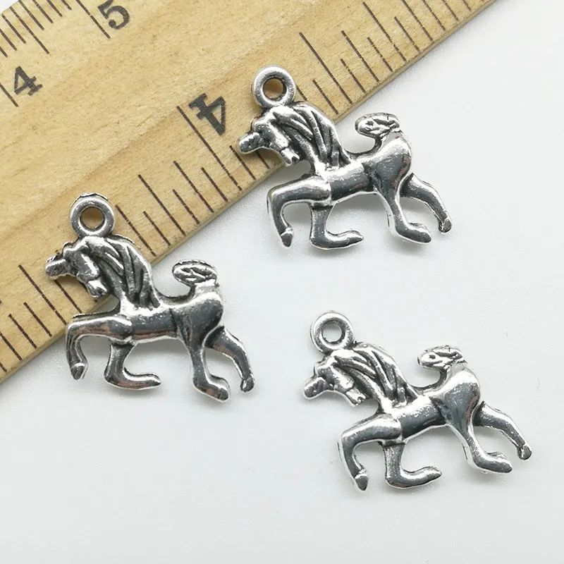 100 st Unicorn Horse Alloy Charms Pärlor hängen för smycken som tillverkar örhängen halsband armband nyckelkedjan tillbehör 20 17mm DH231L