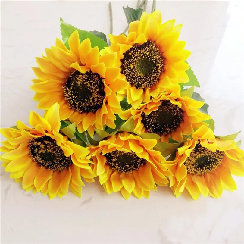 One Single Stem Sunflower 60cm/23.62" Artificial Flowers Sunflowers for Home Showcase Xmas Decor Yellow Color