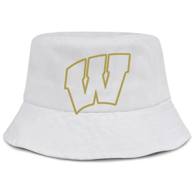 Wisconsin Badgers Football Logo Herren- und Damen-Eimerhut, coole, schlichte Eimer-Baseballkappe, Gold Mesh206o