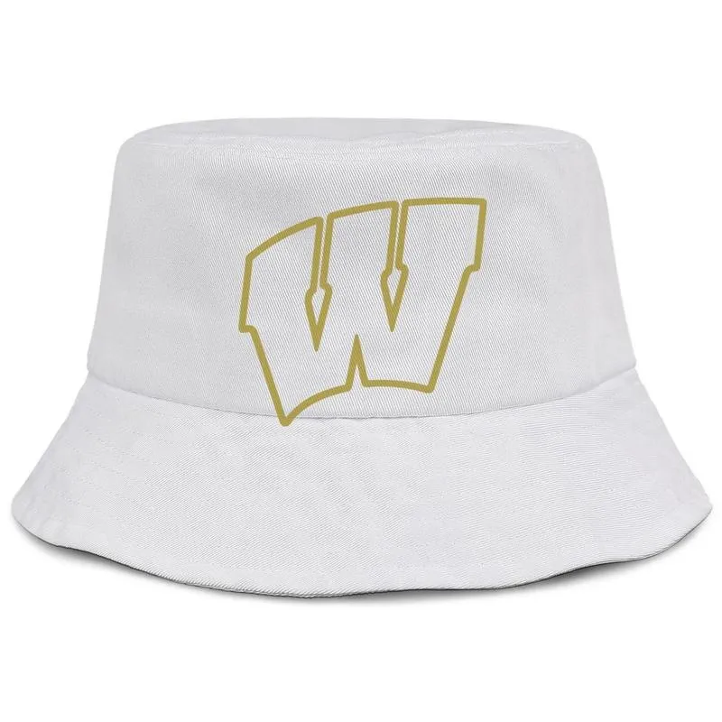 Wisconsin Badgers Football Logo Mens and Women buckethat cool vanlig hink baseballcap guld mesh241v