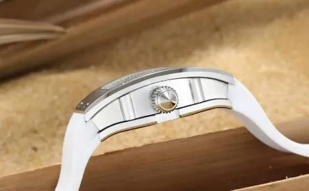 Kobieta luksusowa ręka na rękę Diamond srebrny srebrny przezroczystą przezroczystą nierdzewną gumową damską szwajcarską markę automatyczną mechaniczną damę zegarki GI341L