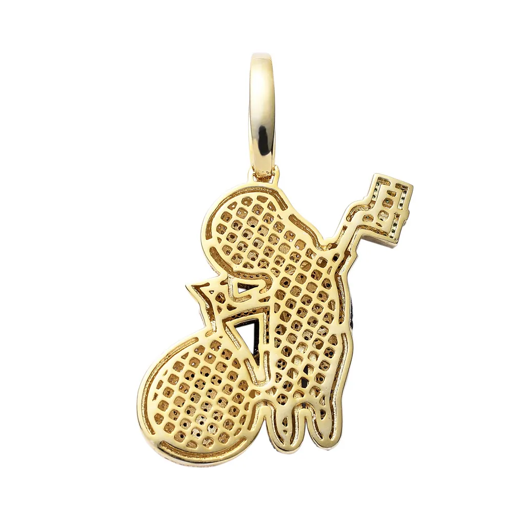 Lyxdesigner halsband is av hängen bling diamant pengar väska charms hiphop smycken mens guldkedja stora hängen mode stat312y