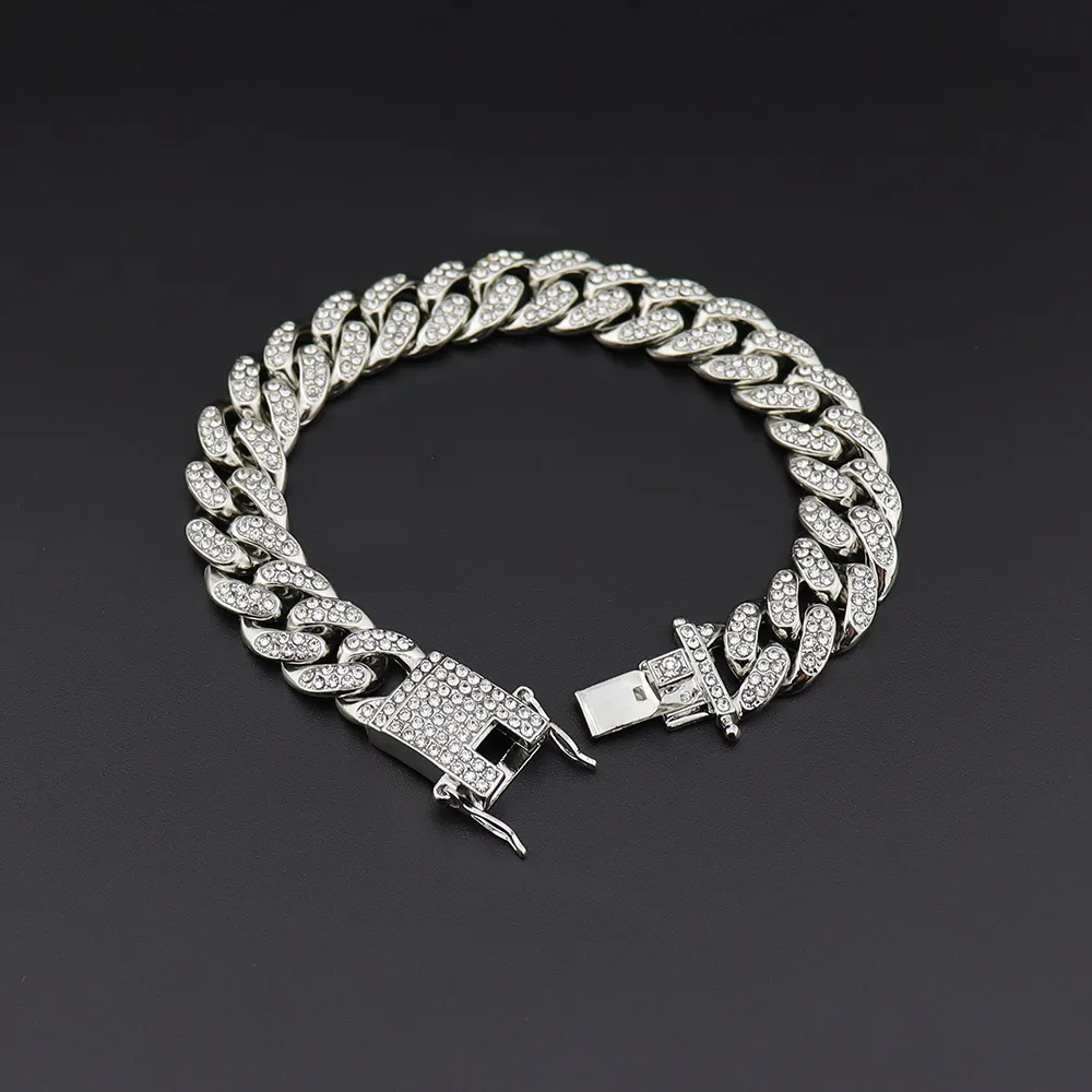 Hiphop legering armband heren diamant cuba armbanden 12 mm brede vlindergespelen sieraden eenvoudige overdreven armband7153812