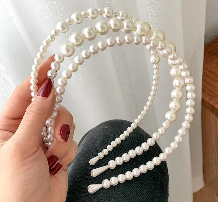 Simple Pearl Hair Hoop Headband Elegant Hairpin Hair Band Decoration Braided Hair Ornaments Party Gift265O