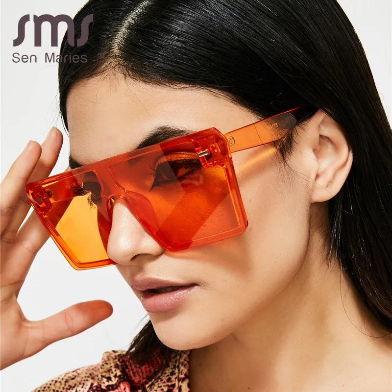 Gafas de sol cuadradas de gran tamaño Fashion Fashion Flat Top Colorido Clear Gastas Sun Men Vintage Gafas3307L