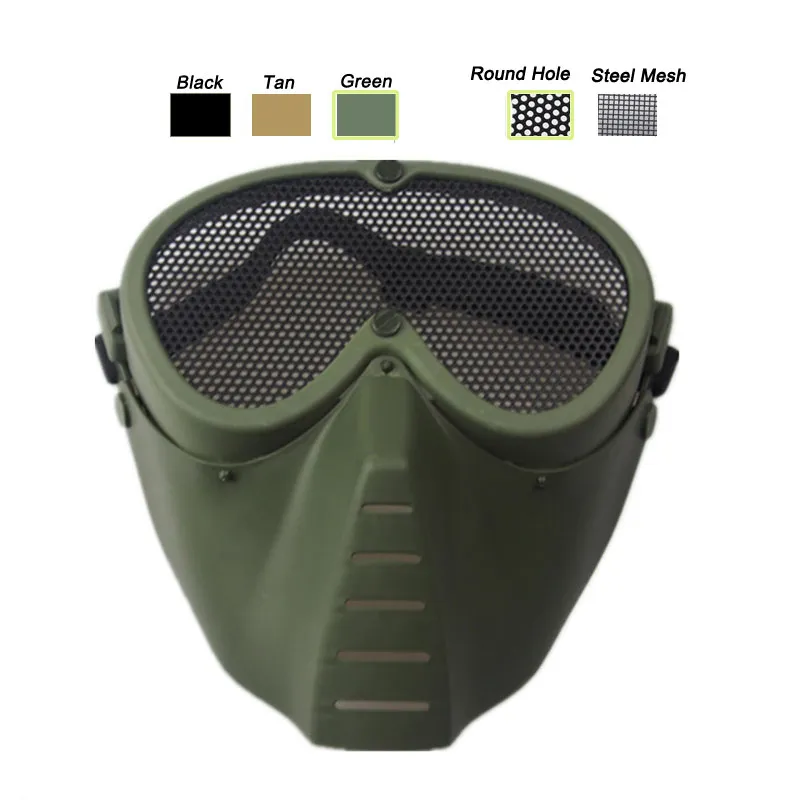 Utomhusutrustning Taktisk airsoftmask Skytte Face Protection Gear Metal Steel Wire Mesh Full Face Bee Style No03-203