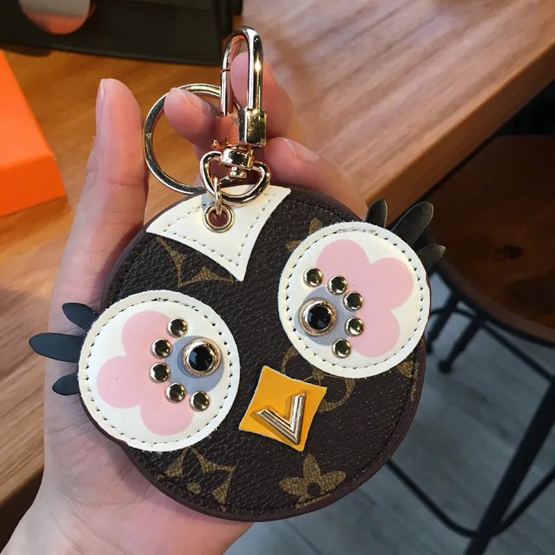 New Key Ring Chain Brand Cute Owl Design Chick Plate Charms Mini PU Leather Car Keys Holder Fashion Jewelry Pendant Bag Keychain A236t