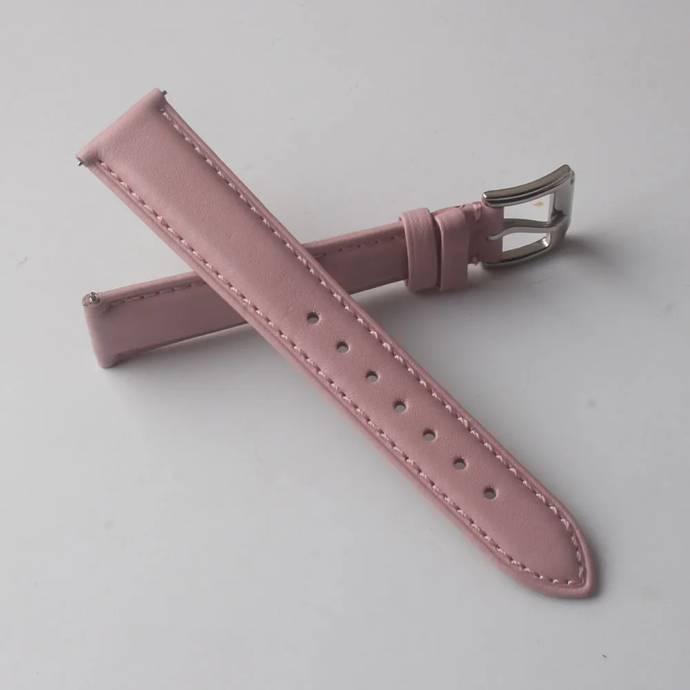 Correas de reloj lisas de cuero genuino rosa Correa Pasadores de liberación rápida Accesorios para relojes de moda 14 mm 15 mm 16 mm 17 mm 18 mm 19 mm 20 mm repla272r