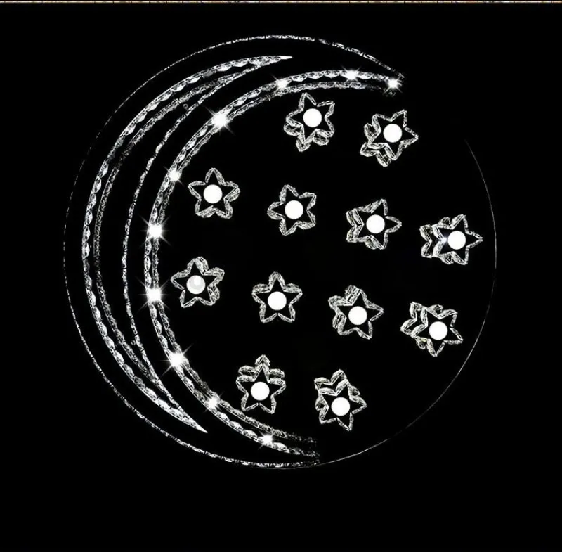 Современный дизайн Кристалл Светодиодные Потолочные Светильники Лунные Звезды Светильник Для Крытой Гостиной Спальня Люстры Потолочные Светильники Для Дома LL296k