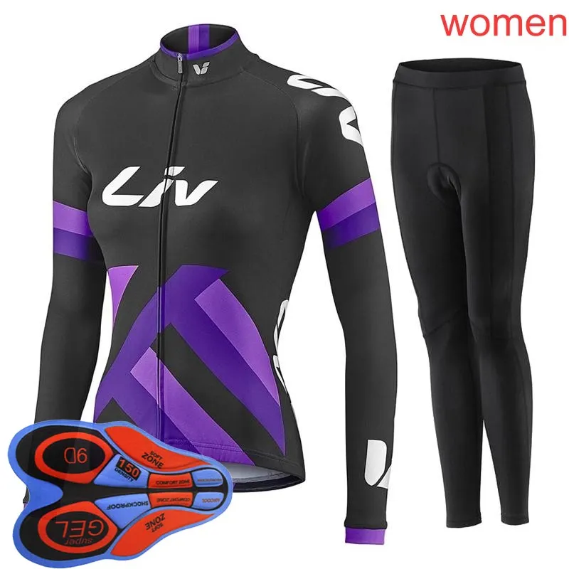 LIV 2018 Kvinnor utomhussport vårens sommarcykel cykel cykling långa ärmar tröja bib pants set 9d gel pad mtb kläder231r