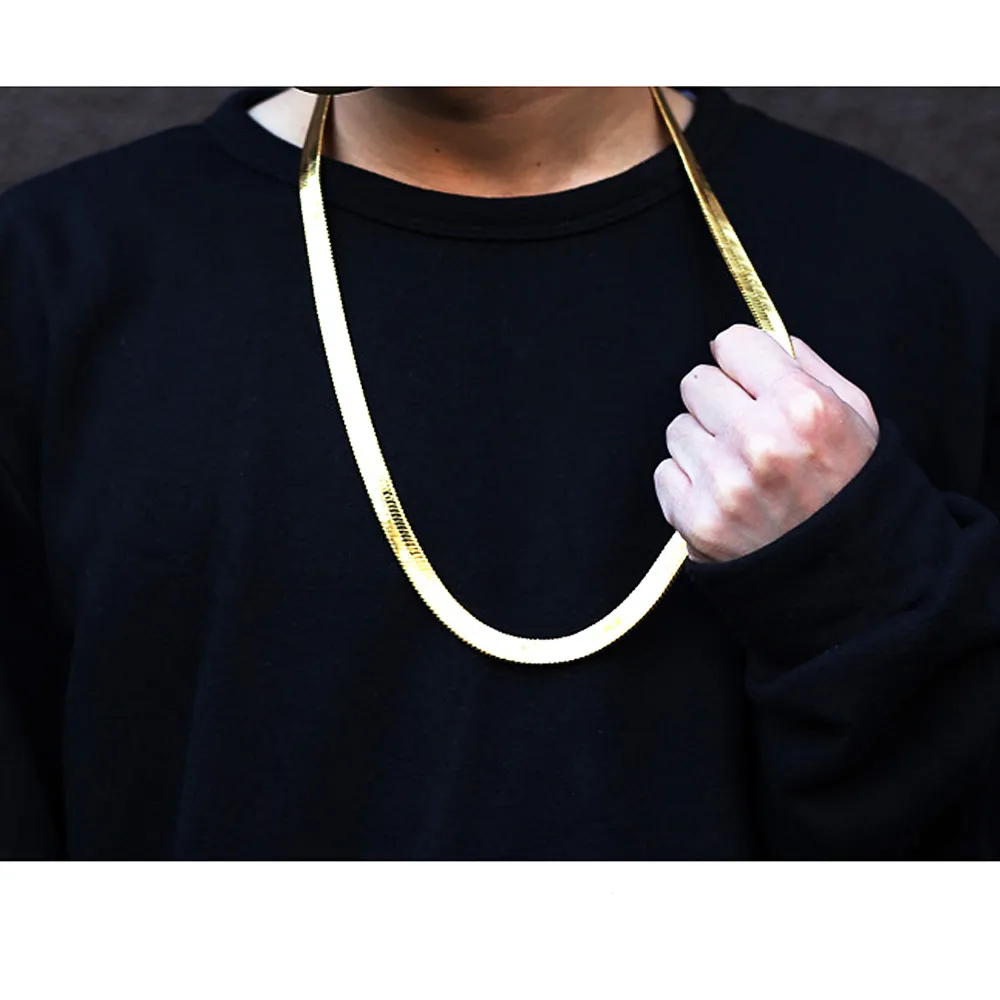 Alta qualidade 75cm 10mm Hip Hop Men Herringbone Cades Rapper Golden Rapper Chunky Chain Boys Rapper Nightclub DJ Jewelry274V