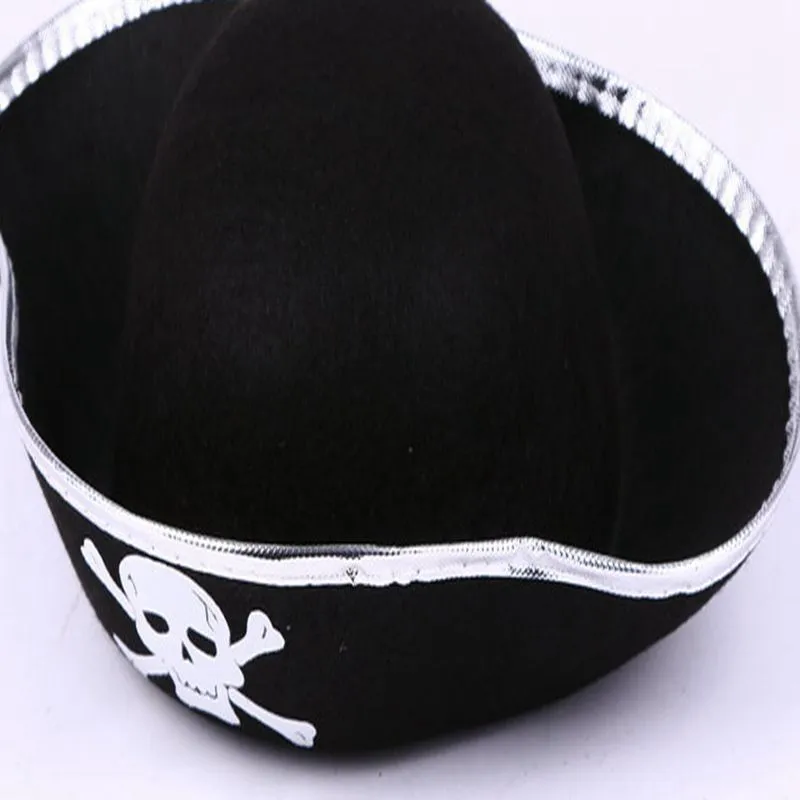 Cappello da Capitano con stampa teschio pirata unisex di Halloween Accessori costumi Cappello con teschio caraibico Cappello da festa donna MS298V