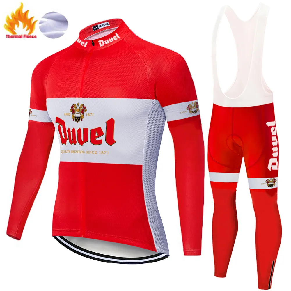 Duvel Beer Winter 2022 Drużyna Jersey Set 19D Pad Pad Pants Ropa Ciclismo Men termiczny polar rowerowy maillot cuotte clo221d