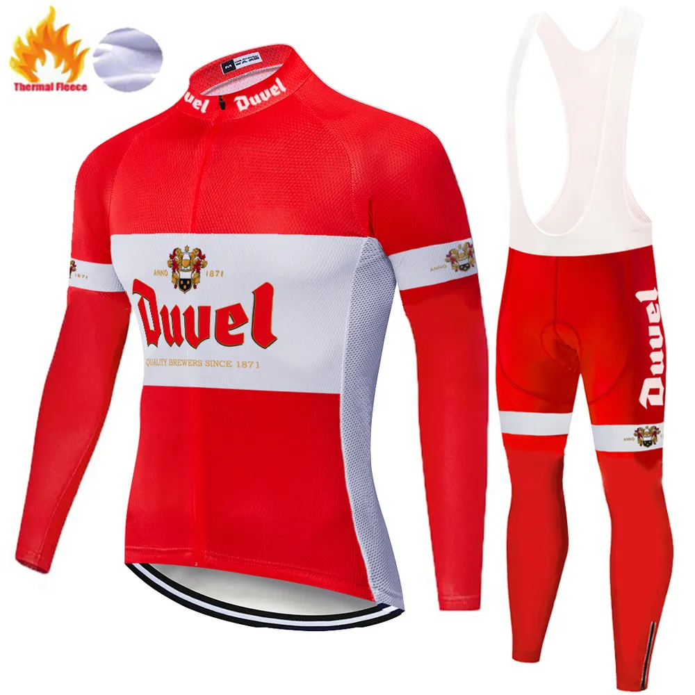 DUVEL Beer Winter 2022 Team CYCLING Jersey Set 19D Gel Pad Bike Pants Ropa Ciclismo Men Thermal Fleece BICYCLE Maillot Culotte Clo158t