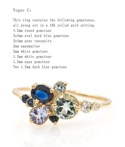 Omhxzj entièrement européen trois anneaux de pierre Fashion Femme Fille de fête Gift Gift Slim Gold Blue Zircon 18KT Yellow Gold Ring Set 1061791