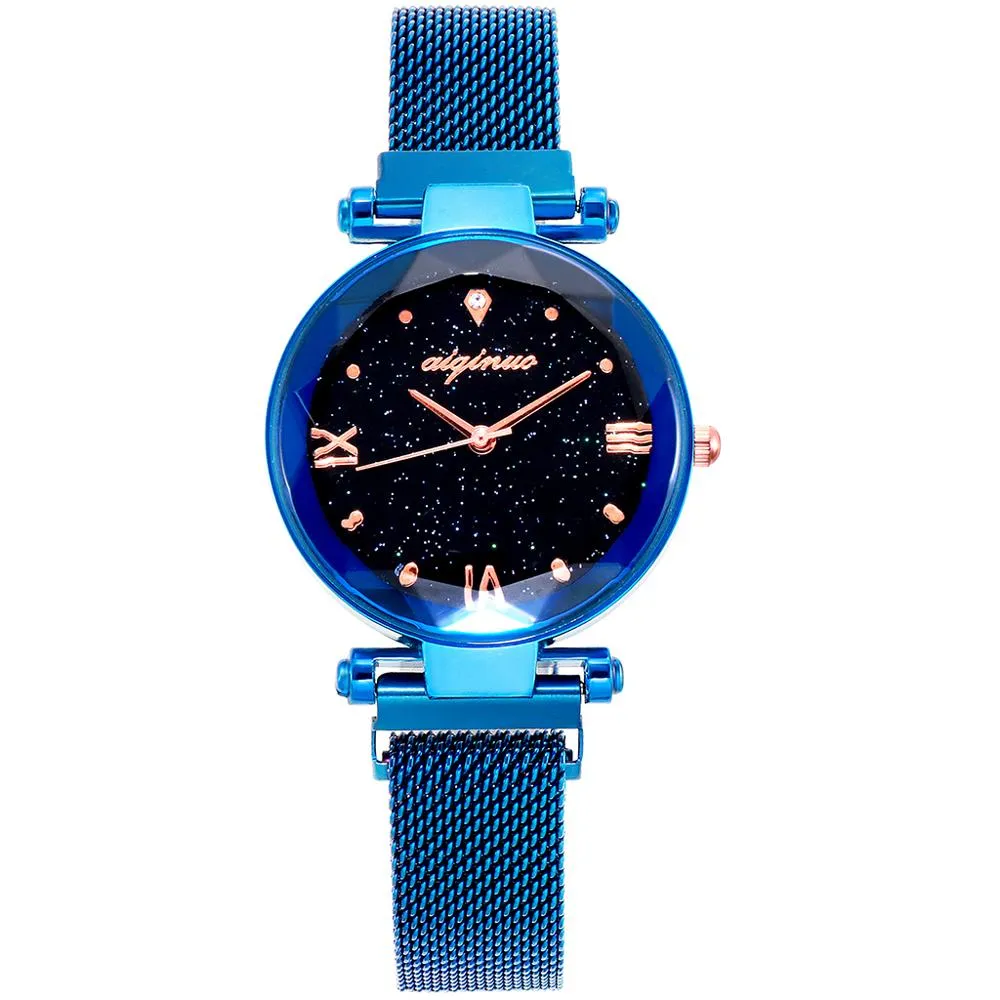 Panars Fashion Luxury Women's Quartz Watchs Magnet Strap Starry Femme Business Casual Quartz Wristwatch Ladies New Blue2886