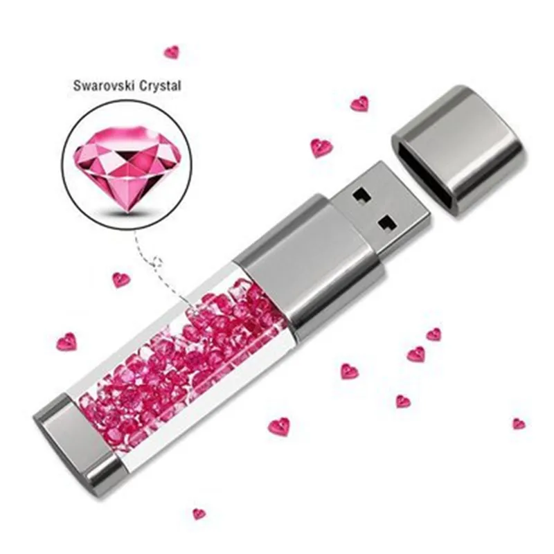 أزياء الماس الكريستال USB فلاش حملة معدنية القلم محرك السائبة 4 جرام 8 جرام 16 جرام 32 جيجابايت ذاكرة عصا يو القرص pendrive أفضل هدية 64 جيجابايت محركات الأقراص الإبهام