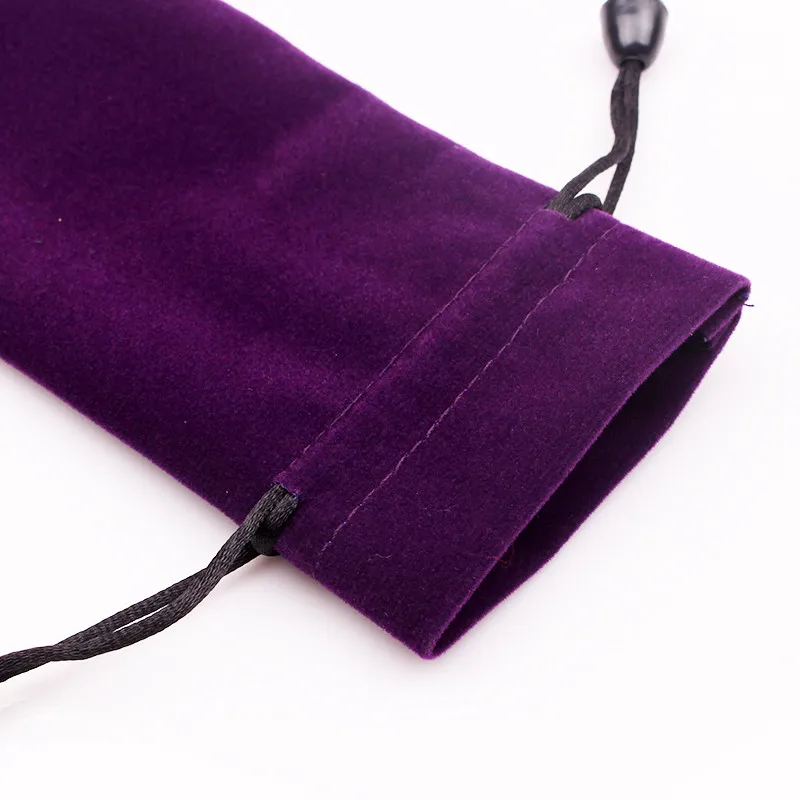 Nouveaux sacs de velours longs violets et noirs 7 5x18cm pochettes cadeaux à cordon faveur peigne rouge à lèvres stockage sacs de haute qualité lot273i