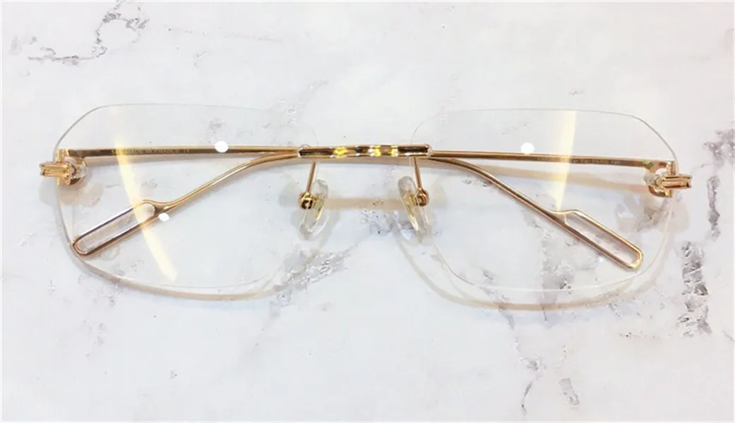 fashion design frame optische bril 0113 k goud vierkant frameloze retro moderne zakelijke stijl unisex kan recept eyewear283T maken