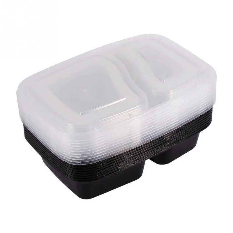 set 2 Posiłek Prep Plastikowe pojemnik na pokarm pudełko na lunch bento piknik ekologiczny z pokrywką mikrofalownymi pudełkami na lunch C1901724738