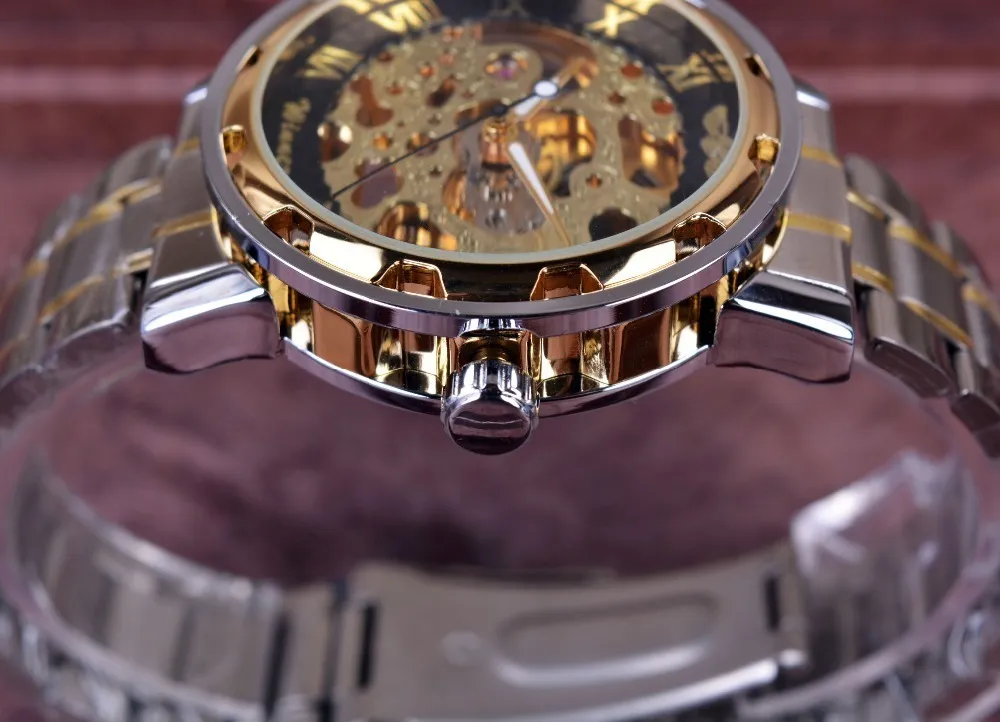 Montre en or transparent hommes montres Top marque de luxe Relogio mâle horloge décontracté Montre Homme mécanique squelette Montre J19332Z