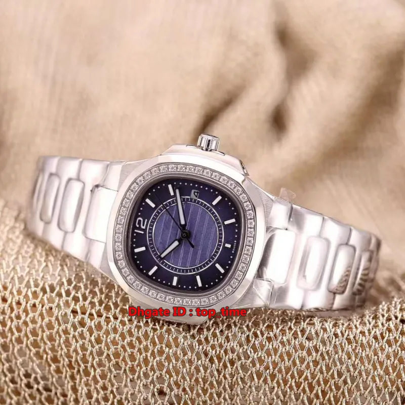 10 Style Nautilus 32mm Swiss Quartz Womens Watch 7010 1G-001 Diamond Bezel Silver Dial 316L Rostfritt stålarmband Ladies Watche277U