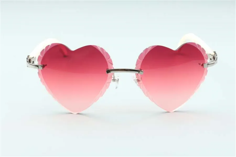 Direct s – lunettes de soleil à verres coupants en forme de cœur, de haute qualité, 8300687, branches en corne de buffle blanc naturel, taille 58-18-140 mm2364