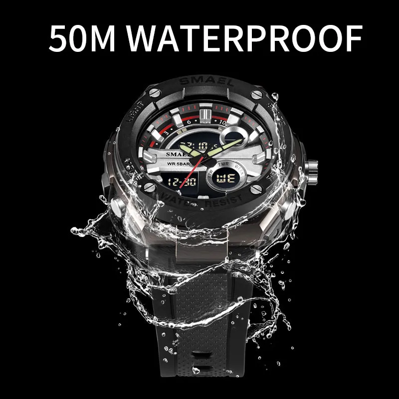 Homens relógios militares marca de luxo smael esporte quartzo relógios pulso masculino relogio digital 1625 esporte relógios à prova dwaterproof água men267v