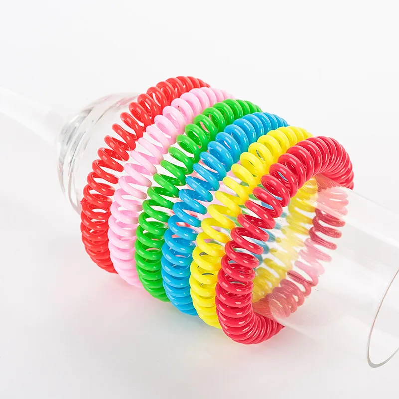 Braccialetto antizanzara Bicolor Anti-zanzara Telefono Anello di plastica capelli a spirale capelli Bambini Bracciale repellente zanzare adulti Anelli a mano BH1786 CY