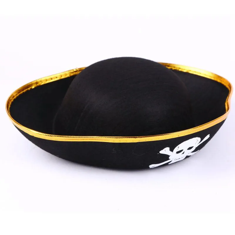 Cappello da Capitano con stampa teschio pirata unisex di Halloween Accessori costumi Cappello con teschio caraibico Cappello da festa donna MS298V