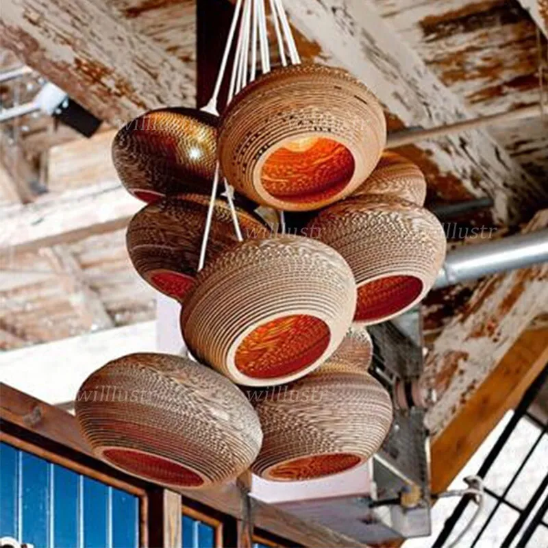 Lampe à suspension en papier ondulé el café bar restaurant cuisine sud-est asiatique nordique ruche à la main suspension suspendue L297p