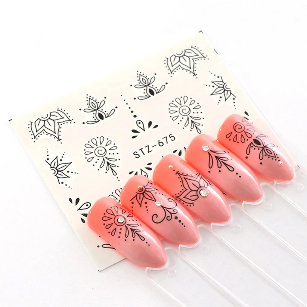 8 Sheetsset Bloem Nagelstickers Eenvoudige Bloem Transfer Decal Tatoos Manicure Nail Art Decor Wraps5123767