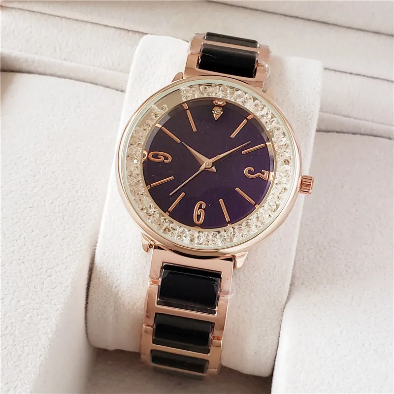 인기있는 패션 시계 여자 여자 소녀 크리스탈 메탈 스틸 밴드 쿼츠 손목 시계 DI14216I