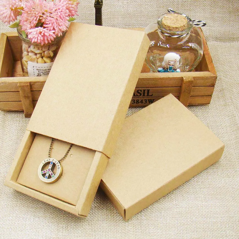 Подарочная упаковка 48 шт. 4 5 3 15 1 0 дюймов крафт-бумага коробка для демонстрации ювелирных изделий на заказ печатное ожерелье кулон серьги упаковка Cardboard1194S