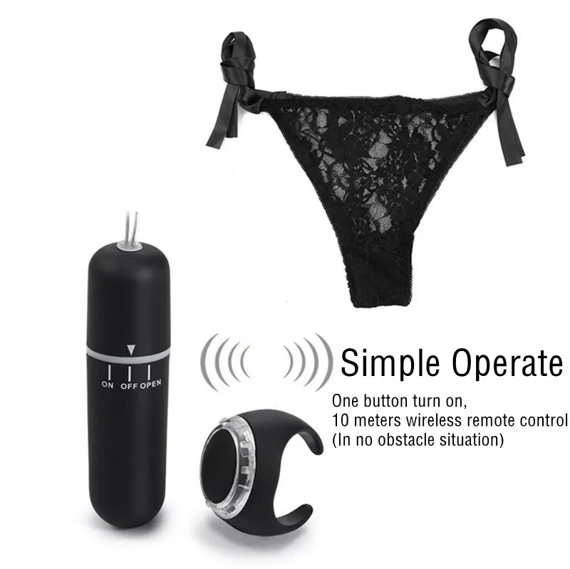 Secrets Lace Thone Vibrating Panties Underwear W/Remote Black Vibrator for  Women